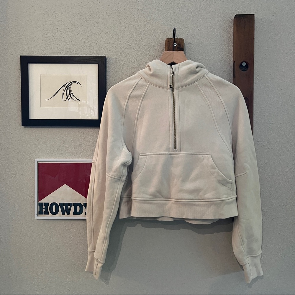 $118 Lululemon Scuba Oversized Half-Zip Hoodie Bone Gold XS S Sweatshirt